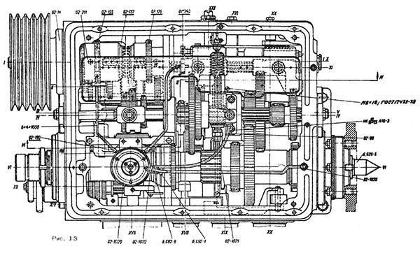 Передня бабка (коробка швидкостей шпинделя) токарно-гвинторізного верстата 1К62